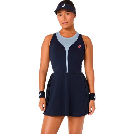 Match Pleat  Dress Women-dark blue